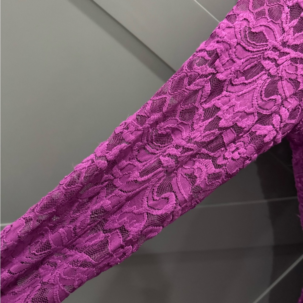 NWT AFRM Vibrant Purple Lace dress with slip - Picture 7 of 8